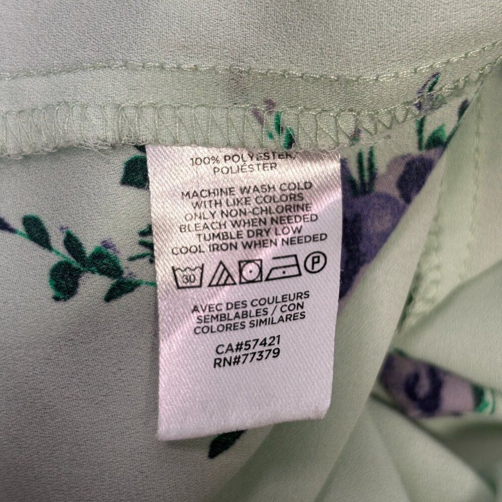 LOFT Tank Top Medium Mint Green Purple Floral Sheer Sleeveless Blouse Women's - Picture 13 of 13